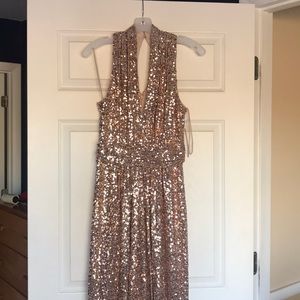 Long sequin blush gown